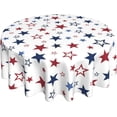 thumbnail image 1 of 4th of July Tablecloth Round 70 Inch,White Red Blue Patriotic Stars Table Cloth,Stain Resistance Polyester American Independence Day Farmhouse Table Covers for Kitchen Dining Parties Picnic, 1 of 6