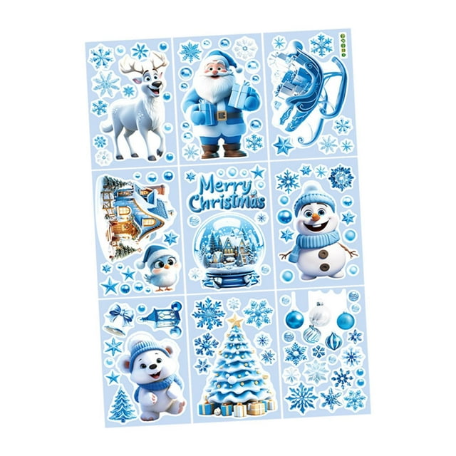 9x Adhesivos navideños para ventanas, adornos navideños, decoración de exhibición de vidrio, calcomanías navideñas para paredes de dormitorio Estilo D