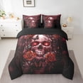 thumbnail image 2 of Castle Fairy Floral Butterflies 7-Piece Bedding Comforter Set, King Size, Gothic Floral Rose Skull, Abstract Gradient, Reversible, 2 of 8