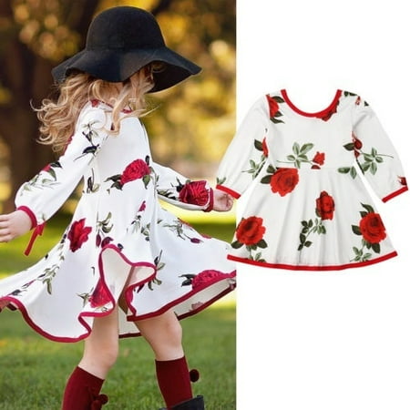 Toddler Kids Baby Girl Lovely Flower Party Pageant Princess Swing Tutu Dress Clothes