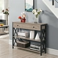thumbnail image 4 of Topeakmart X Design Console Table w/ 1 Drawer & 2 Shelves, Gray, 4 of 12