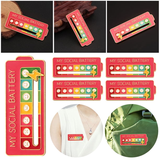 DQrwqpou Broche Esmaltado My Social Battery 7 Moods Lapel Pins (rosa)