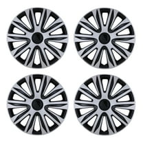 17" Set of 4 Wheel Covers Snap on Hubcaps Full Hub Caps Fit R17 Tire & Steel Rim -Silver Lacquer & Black Lacquer