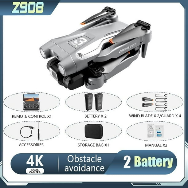 Nuevo Z908 Pro Drone 4K HD Profesional ESC Doble Cámara Flujo Óptico Posicionamiento 2.4GO Evitar Obstáculos RC Quadcopter Juguete Fivean unisex