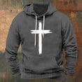 thumbnail image 2 of Jinhomg Comfortable Pullover Hoodie for Men 2025 Trendy Crucifix Graphic Sweatshirts Big and Tall Long Sleeve Athletic Tops with Kangaroo Pockets Limited Time Gray M, 2 of 4