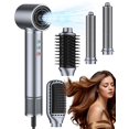 thumbnail image 1 of Secador de pelo Dryhsip 5 en 1 con aire caliente, rizador, voluminizador y alisador: secado rápido, volumen, alisado iónico, motor de 110 000 RPM (azul acero)., 1 of 5