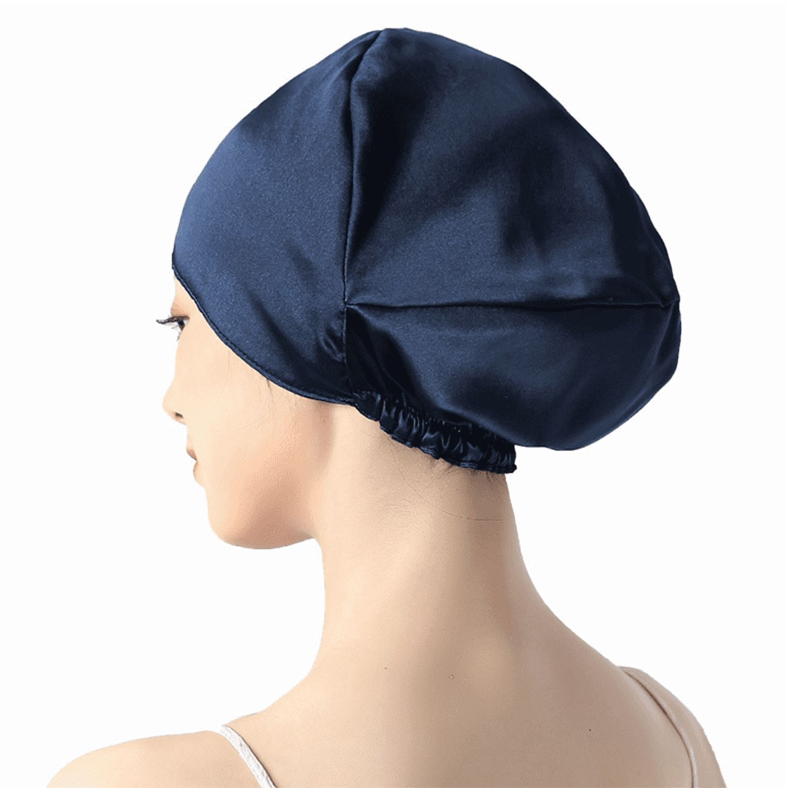 16MM 100% Real Silk Turban Bonnets,Female Double Layered Solid Sleeping Night Wrap Cap,For Curly Ladies