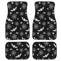 Renewold Bat Spider Web Black Car Floor Mats 4 PCS Universal Fit Heavy Duty Front & Rear Car Carpet for Most Vehicles, Halloween Auto Interior Accessories Decor