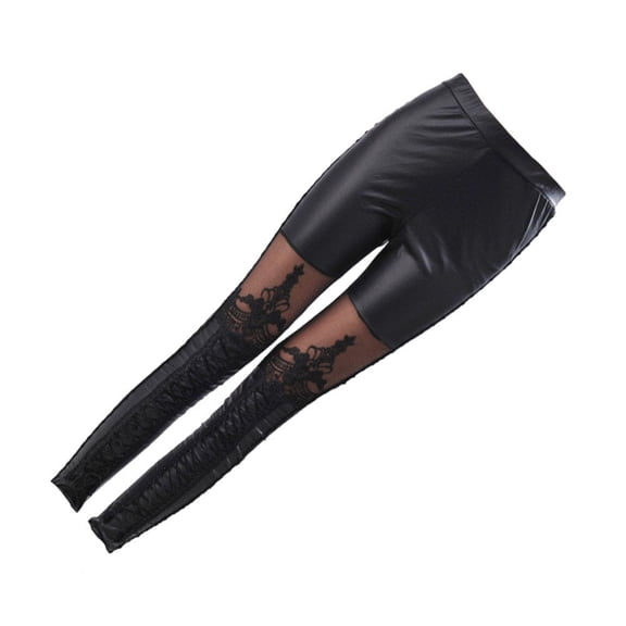 LABSERRON Women's Black Lace Up Leggings 1Pack High-Waisted Design Polyester Fiber Durable Tights Pants