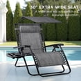 thumbnail image 3 of JessieMal 30” Wide Folding Zero Gravity Outdoor Recliner Patio Lounge Chair w/Adjustable Canopy Shade, Headrest, Side Accessory Tray - Gray, 3 of 9
