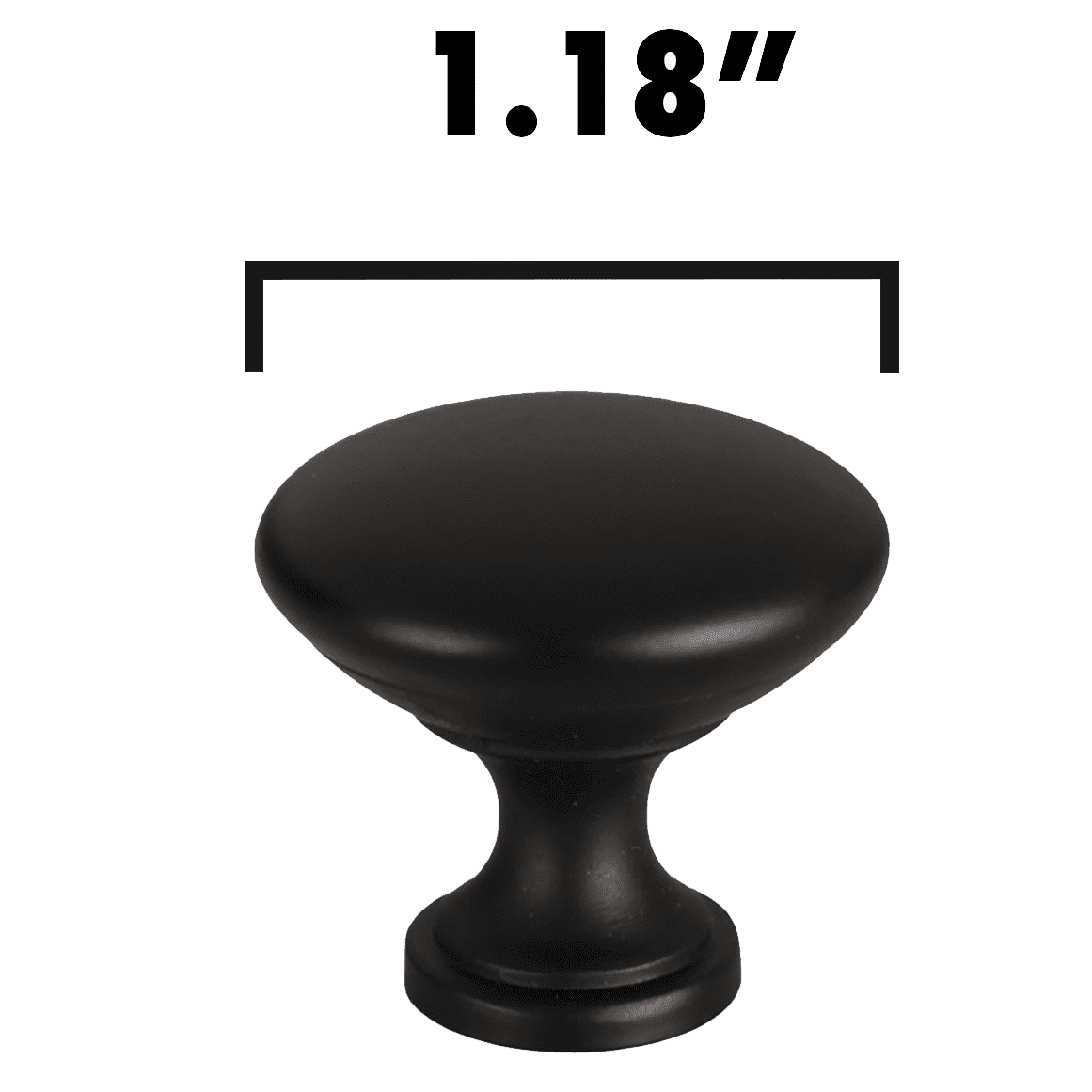 Würth Matte Black Round Mushroom Knob, 20 Pack