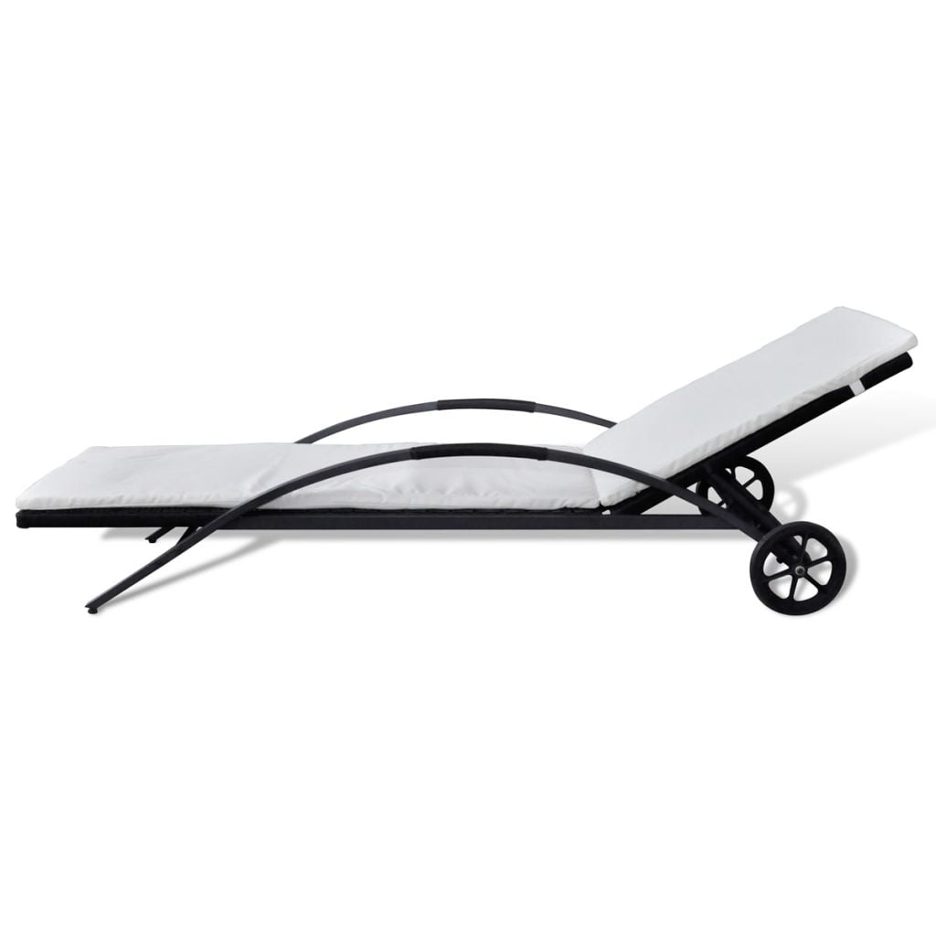 Kepooman Outdoor Portable Adjustable Lounge Chair with Cushion & Wheels & Backrest, 78.7" x 32.7", Black Kepooman Outdoor Portable Adjustable Lounge Chair with Cushion & Wheels & Backrest, 78.7" x 32.7", Black