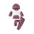 thumbnail image 1 of Mialoley Ensemble d'Automne pour Bébés Filles Garçons, Sweat à Capuche Patchwork à Manches Longues + Pantalon à Cordon de Serrage Uni, 1 of 9