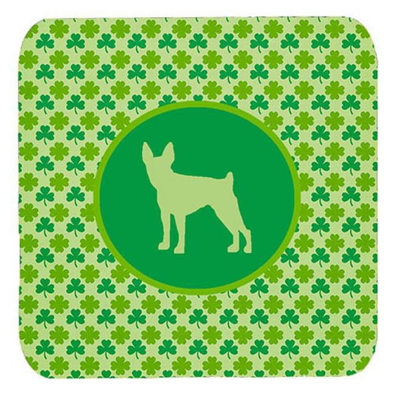 Fox Terrier Toy Lucky Shamrock Foam Coasters, Set Of 4