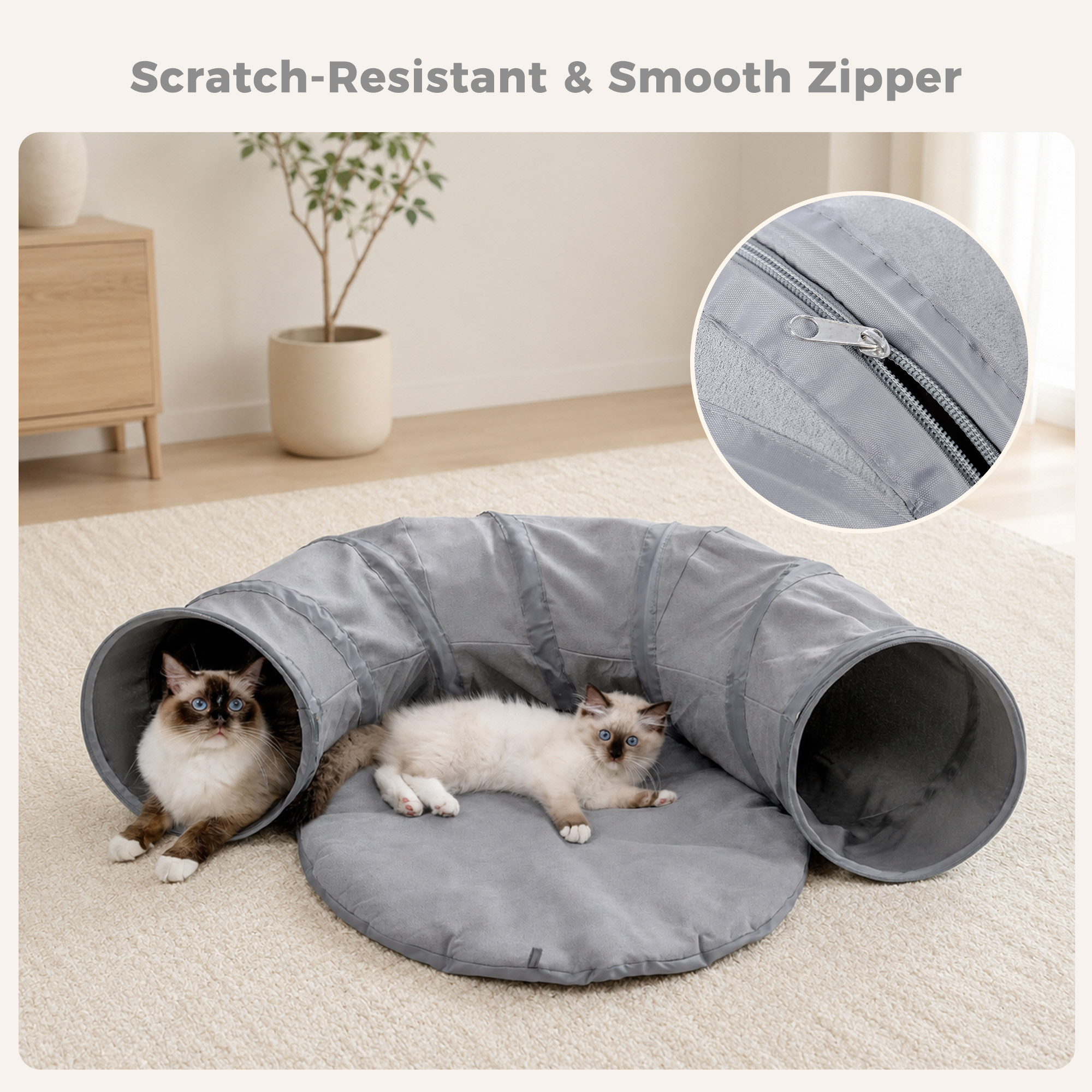 Pawz Road Cat Tunnel with Cushion, Gray Collapsible photo 5