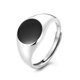 thumbnail image 1 of Anillo abierto estilo hip hop estilo punk tendencia plata S925 gota negra pegamento cuadrado redondo, 1 of 6