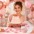 thumbnail image 5 of MYUNNIL Pink Bow Cupcake Decorations, 1" Mini Cute Flat Matte Resin Bow Themed Cake Toppers, Easy to Use Reusable Dessert Decor for Party Wedding, 5 of 9