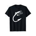 thumbnail image 1 of Camiseta 100 % algodón con diseño minimalista de anzuelo para amantes de la pesca., 1 of 7