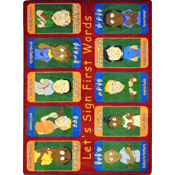 Joy Carpets Kid Essentials First Signs 5'4" x 7'8" Area Rug in Color Multi
