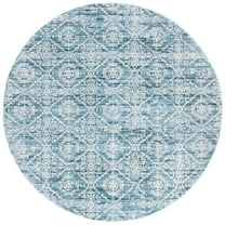 SAFAVIEH Martha Stewart Isabella Tazmin Diamond Area Rug, Denim Blue/Ivory, 6'7" x 6'7" Round
