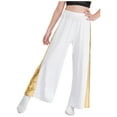 thumbnail image 3 of Miutii Liturgical Dance Praise Pants for Girls Shiny Metallic Patchwork Waist Elastic Toursers for Ceremony Performance White 8, 3 of 6