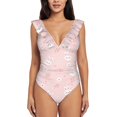 thumbnail image 2 of Yiaed Cute Bunny Print Women's Ruffled One Piece Swimsuit V Neck Swimwear Slimming Monokini for Woman-XX-Large, 2 of 8