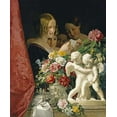 thumbnail image 2 of Waldmuller, Ferdinand Georg 12x14 Black Ornate Wood Framed with Double Matting Museum Art Print Titled - Young Women Reading a Letter, 2 of 4