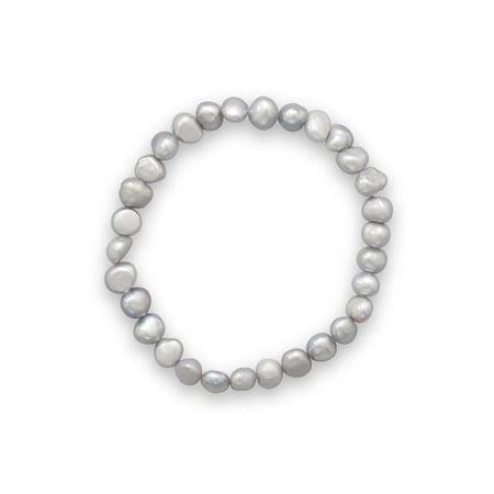 - Silver Dyed Freshwater Cultured Freshwater Pearl Stretch Bracelet