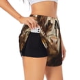 thumbnail image 1 of Balery Butterfly Cow Barrel Pantalones cortos deportivos para mujer con forro y dos bolsillos, elásticos, para entrenamiento, gimnasio, yoga-Large, 1 of 7