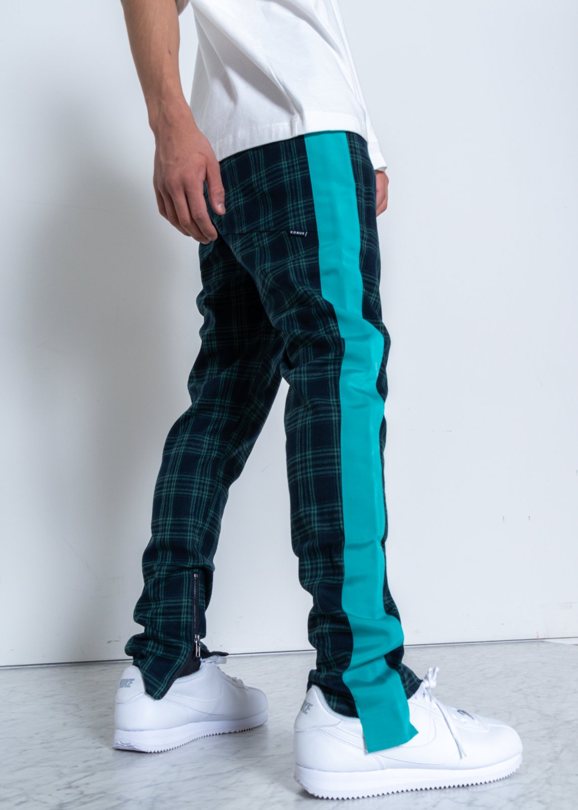 green blue plaid pants