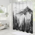 thumbnail image 2 of Black and Grey Misty Pine Forest Shower Curtain, Mountain Foggy Woodland Scenery Tree Shower Curtains for Chic Rustic Bathroom, Modern Waterproof Nature-Themed Decor, 72x72 Inches, 2 of 6