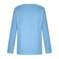 thumbnail image 6 of Idoravan Womens T Shirts Long Sleeve Crew Neck Basic Tee Women's Fall Fashion Long Sleeve Stretch Slim Fitted Sexy Basic Tee T-Shirt Blouse Solid Tops Light Blue M, 6 of 7