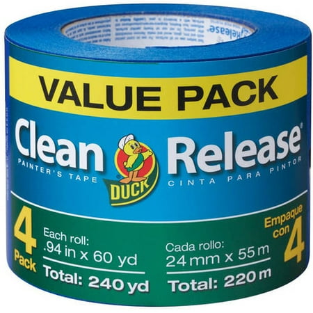 Blue Taper - Duck Brand Clean Release Blue Painter's Tape, 0.94 in. x 60 yd., 4-Pack