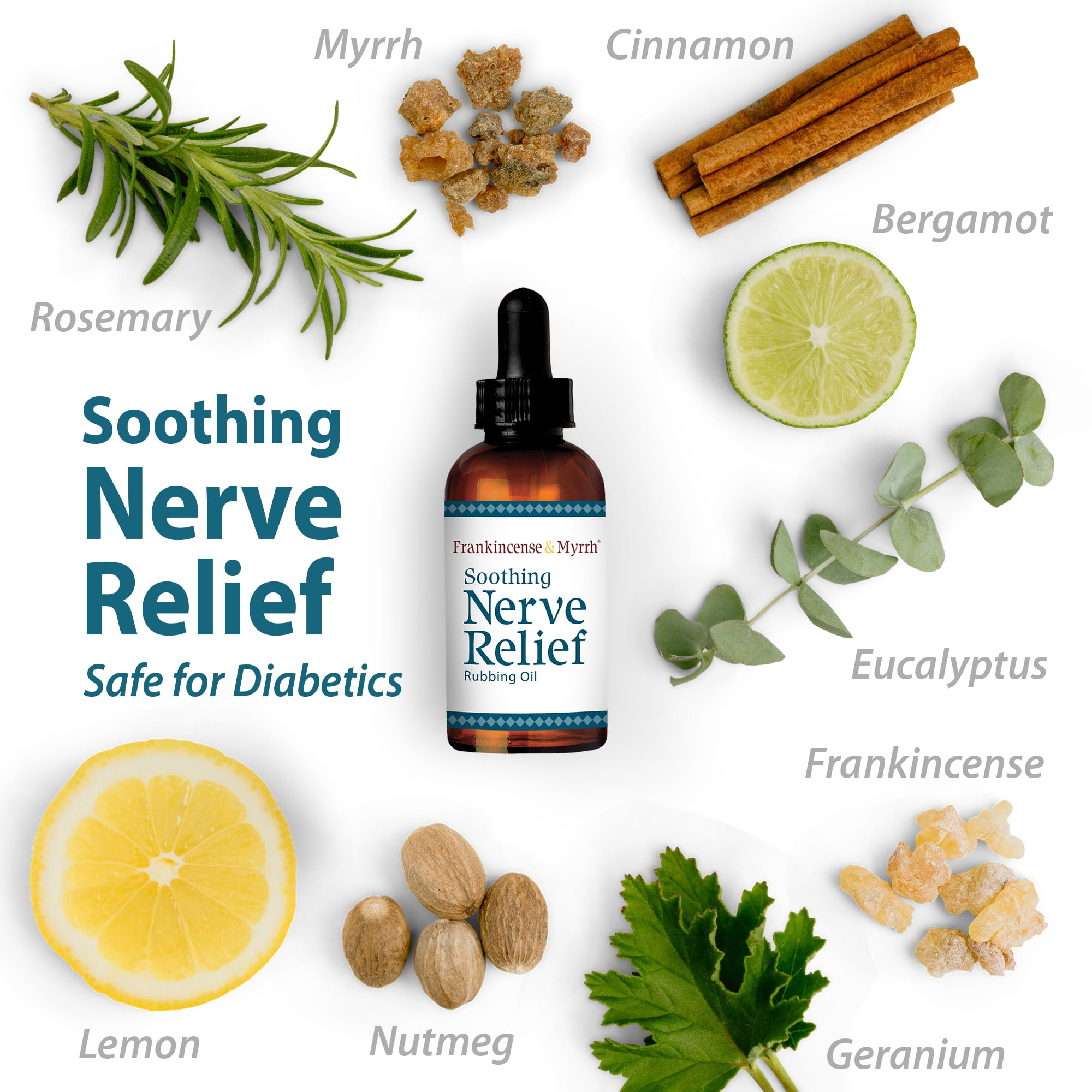 Frankincense & Myrrh Soothing Nerve Pain Relief Rubbing Oil, 2 fl oz