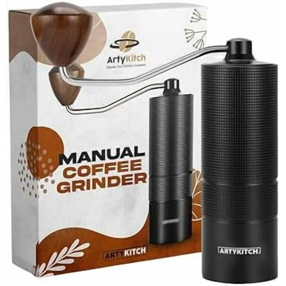 Manual Coffee Grinder - Portable Stainless Steel Burr Hand Grinders for Coffee Bean - Best Adjustable Espresso Maker for Camping Kitchen