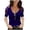 Blue, variant on Womens Tops Fashion Solid Color Short Sleeve Lace Trim Zip Front Stitching Blouse Wine，XXL