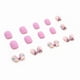 thumbnail image 4 of Short Fake Nails with Flowers Design Colorful Nails Clear Press on Nails Square Acrylic Nailsfrosted florets, 4 of 5
