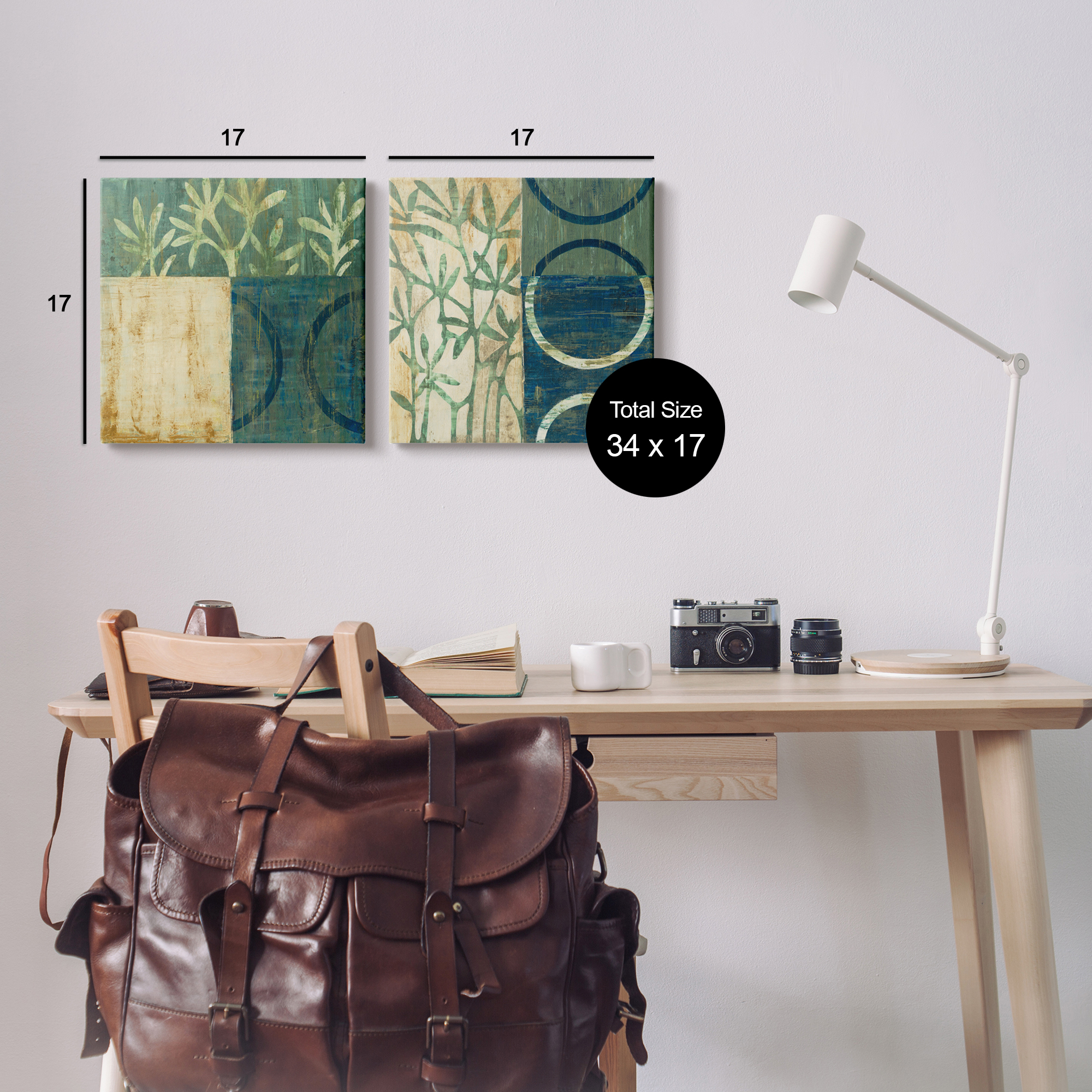 Stupell Industries Modern Botanical Shapes Abstract Painting Gallery Wrapped Canvas Print Wall Art, 17 x 17, Set of 2