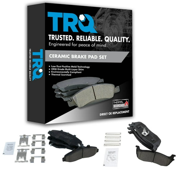 TRQ Front & Rear Premium Posi Ceramic Brake Pad Kit for Ford Lincoln Truck BFA13033 Fits select: 1997-2003 FORD F150, 2004 FORD F-150 HERITAGE CLASSIC