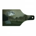 thumbnail image 1 of Gothic Cutting Board, Old Village and Graves with Medieval Castle and Full Moon Birds Fog Horror Art, Decorative Tempered Glass Cutting and Serving Board, Wine Bottle Shape, Beige Green, by Ambesonne, 1 of 1