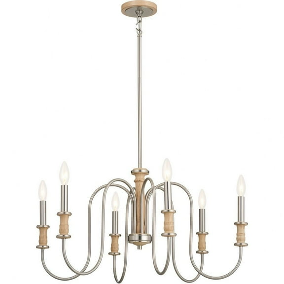 52470NI Kichler Lighting Karthe - 6 Light Medium Chandelier In Homestead Style-15.5 Inches Tall and 28.75 Inches Wide-Brushed Nickel Finish