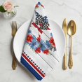 thumbnail image 2 of Patriotic American Flag Cloth Napkins, Blue Red Flowers Wreath Gray Wood Washable and Reusable Dinner Napkins Set of 8, Table Napkin for Kitchen Party Birthday Wedding Hotel Housewarming 20"x20", 2 of 9