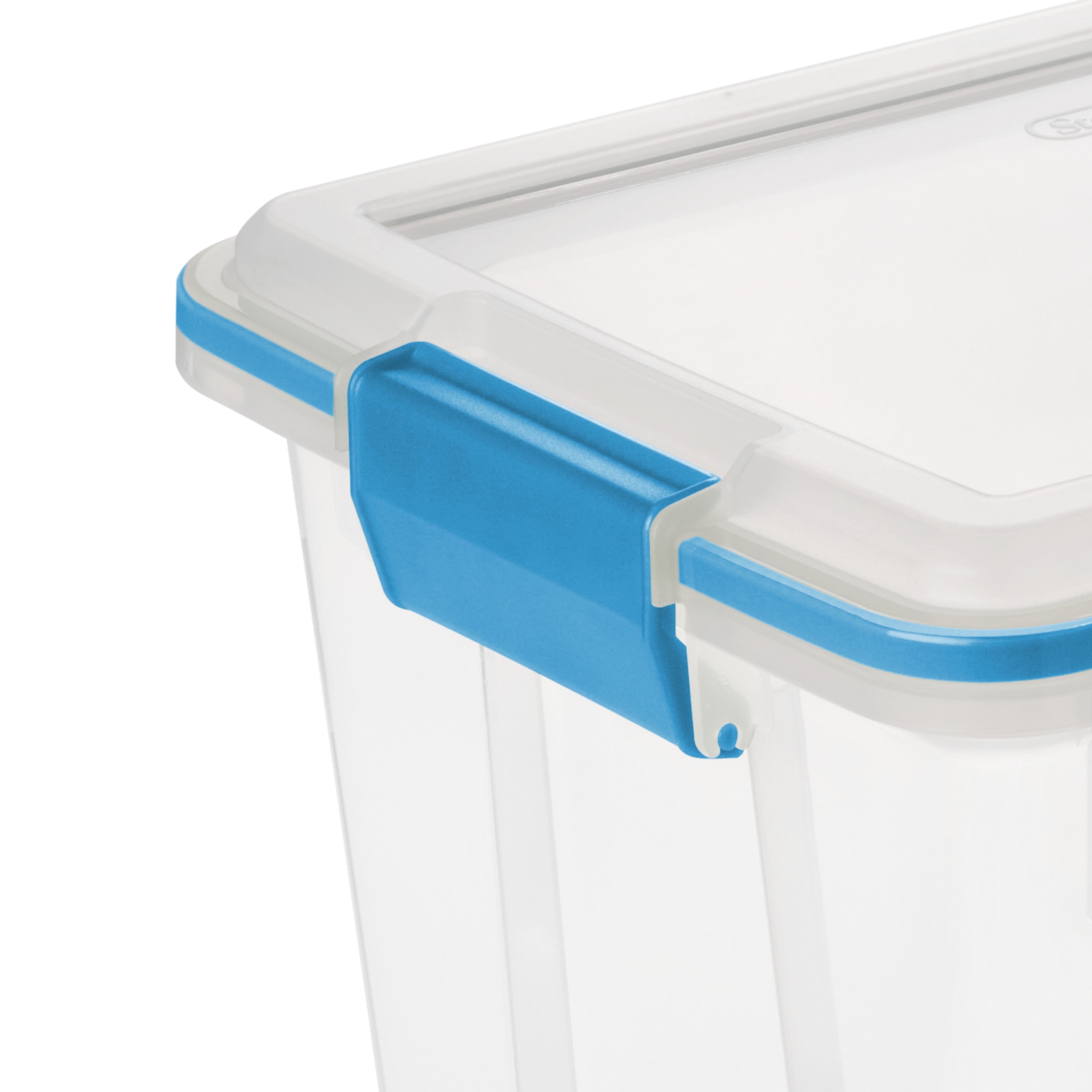 Element Resistant top Gasket Storage Box Combo Clear/Blue，Set of 4