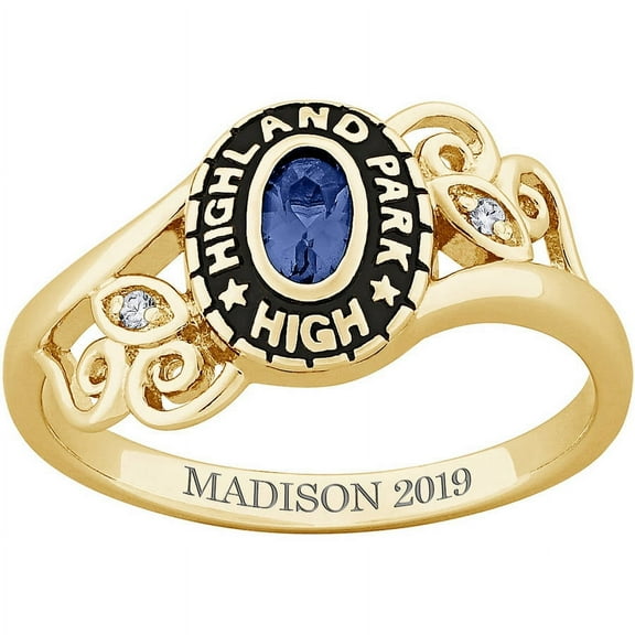 Order Now for 2025 Graduation, Freestyle Class Rings Oval Birthstone & Diamond Class Ring, Sterling Silver, 5-12