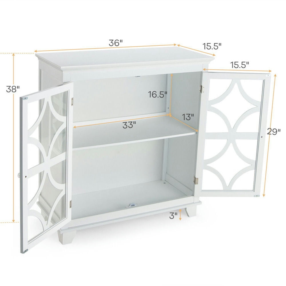 Finihen Kitchen Storage Cabinet, Buffet Sideboard, Kitchen Buffet Sideboard with Glass Doors and Adjustable Shelf, for Dining Room, Kitchen, Living Room, White Finihen Kitchen Storage Cabinet, Buffet Sideboard, Kitchen Buffet Sideboard with Glass Doors and Adjustable Shelf, for Dining Room, Kitchen, Living Room, White