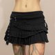 thumbnail image 1 of Falda Falda plisada de mezclilla sexy Mujer Chica Faldas góticas Con cordones Irregular Ruffle Cgtredaw para Mujer Negro T S, 1 of 9