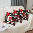 thumbnail image 4 of Red Grey Black Geometric Throw Pillow Covers Soft Square 18"x18" Geometry Cushion Case Home Decor Set of 2 Modern Art Pillow Cases Pillowcases for Couch Sofa Living Room Bedroom Bed Chair, 4 of 6