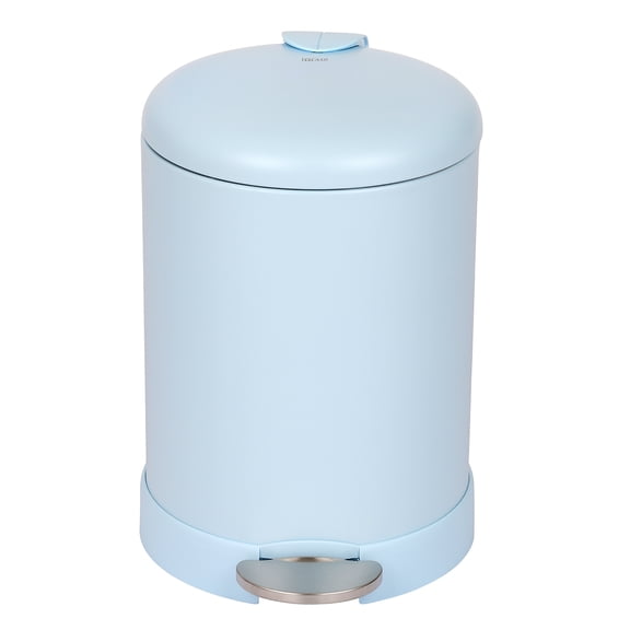 Glad Bathroom Trash Can, 1.2 Gallon Stainless Steel Small Step Garbage Bin with Lid, Blue