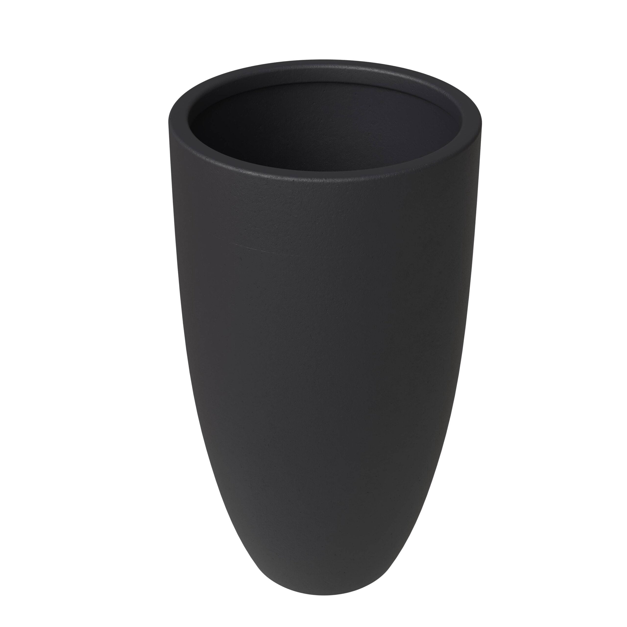 Leisuremod Crete Series Poly Stone Planter in Black 13.4 Dia, 23.6 High