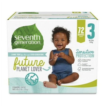 Seventh Generation Baby Diapers Sensitive Protection Free & Clear Size 3 72 count